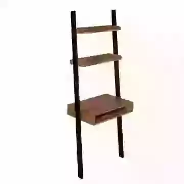 Ladder Shelf with Desk Oiled Oak with Black Painted Side Rails